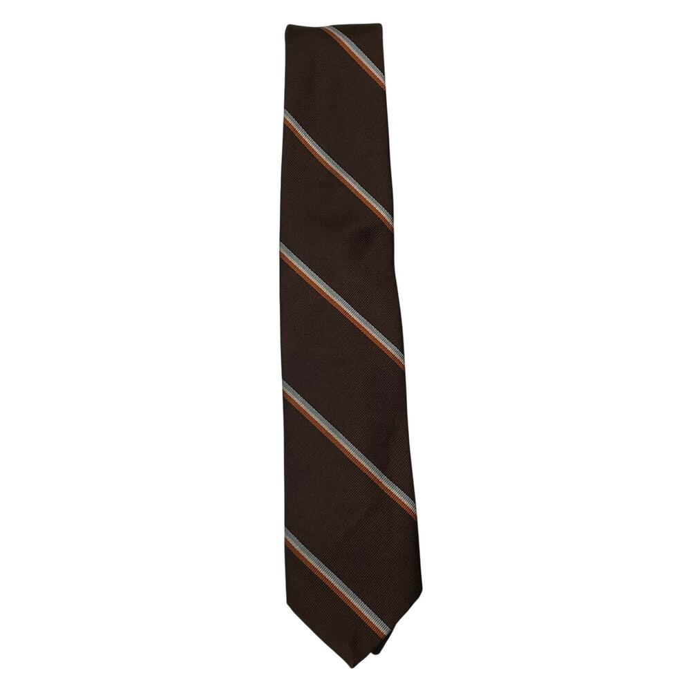 Vintage Jacques Estier Tie Brown with Blue Orange Stripes